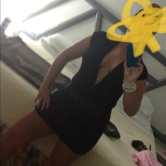 Size L Short Black Dress front open to waist to show off cleavage. 🔥 - Picture 2 of 2